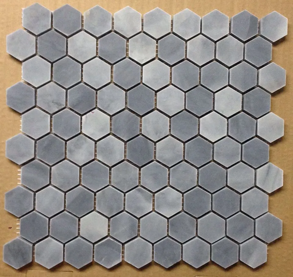 Honed Black and white hexagon marble floor mosaic natural stone tiles