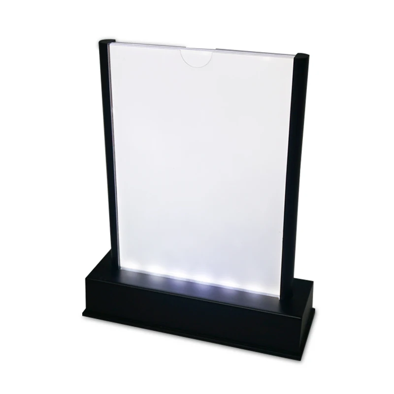 Acrylic Led Table Stand Menu Holder Led Lighting Pos Rechargeable