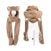 Winter Faux Fur Ear Gloves Scarf Winter Animal Hat Mitten Set
