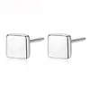 CZCITY Square 925 Sterling Silver Stud Earrings for Women Korean Cute Polish End Ear Stud 925 Jewelry