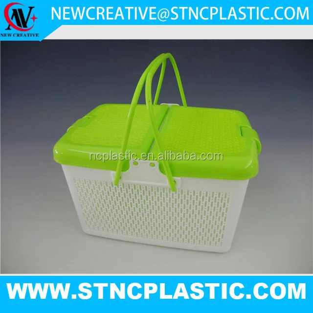 Handle Plastic Picnic Basket With Two Side Open Cover Buy Plastic Basket,Handle Plastic Picnic