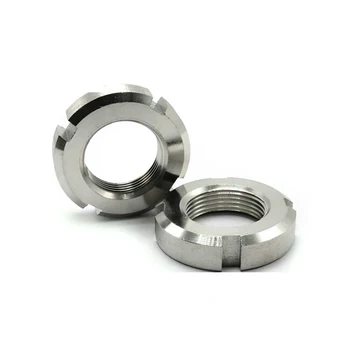 Stainless Steel Round Slotted Nuts Din981 Km0-km40 Locknuts - Buy ...