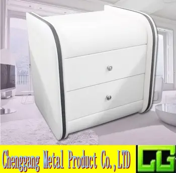 Modern White Leather Bedside Table With Two Drawers Buy White