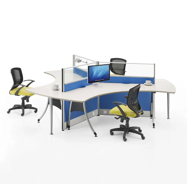 120 Degree Office Cubicle Triple 3 Person Office Workstation Y Shape 3