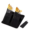 Factory Supply 15pcs Nylon Hair Artist Paint Brush Good Quality Painting Art Brush with Canvas Bag