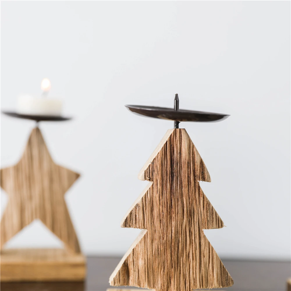 Wooden Handmade Candle Holder Vintage Christmas Tree Stand Driftwood