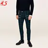 New Style Wholesale Man Fashion Slim Fit Checked Trousers With Zips