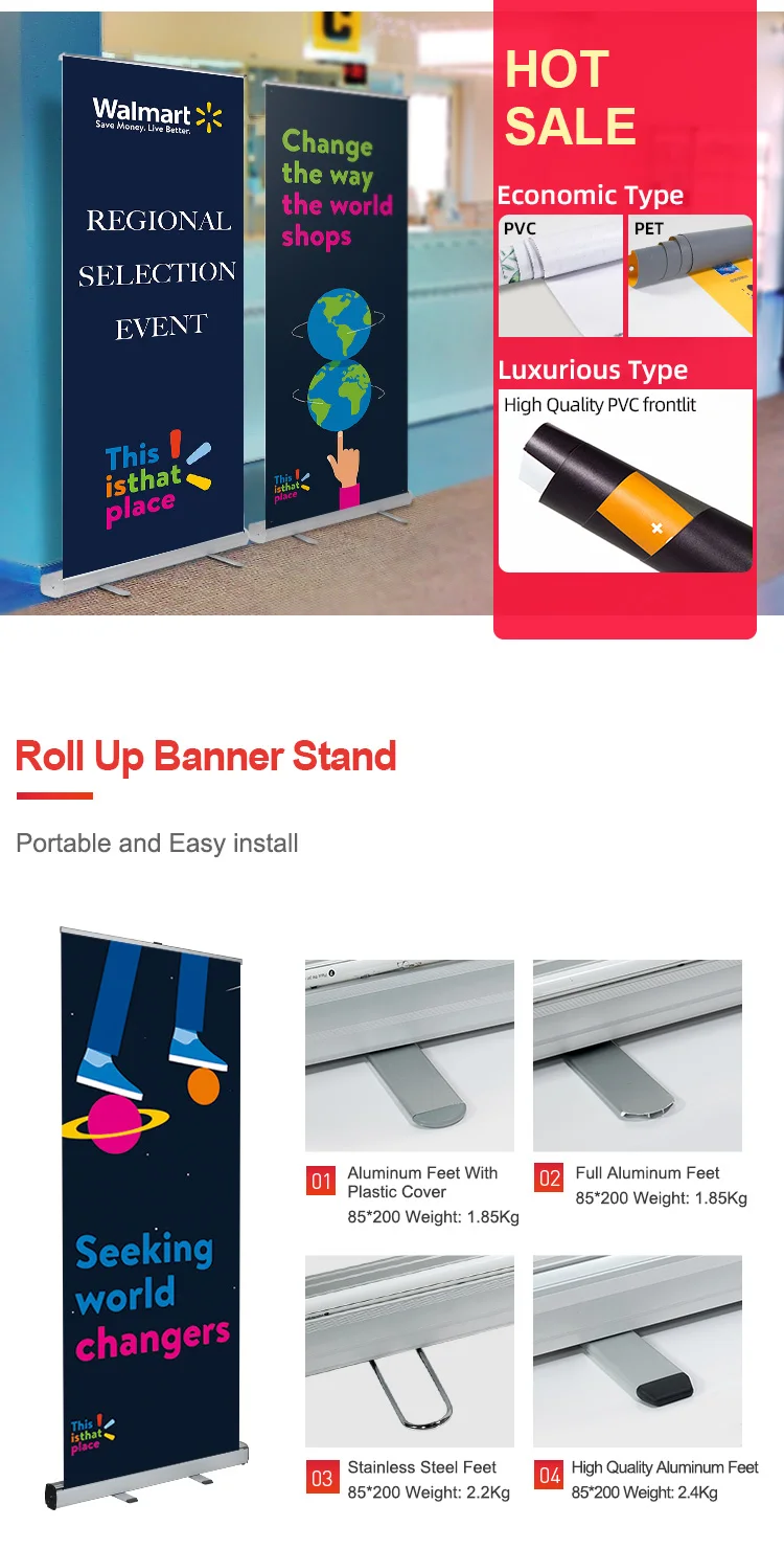 Cheap 85x200 Roll Up Banner Stand Standee Aluminum Roll Up Standee