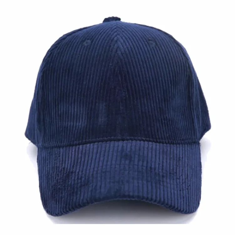 Custom Different Types Of Blank Logo 6 Panel Blue Corduroy Baseball Cap