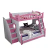 Cheap price but durable modern solid wood and mdf material children furniture kids bunk bed sets pink color for girls