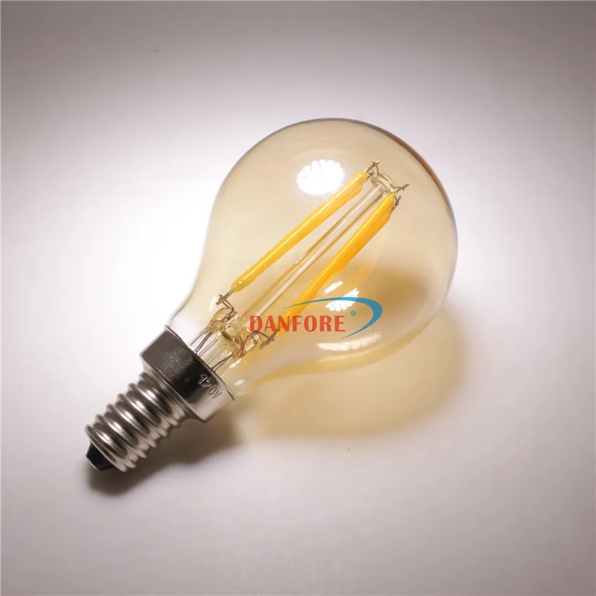 E14 E12 Dimmable 120v 230v golf bulb g45 p45 led edison bulb with amber gold tint