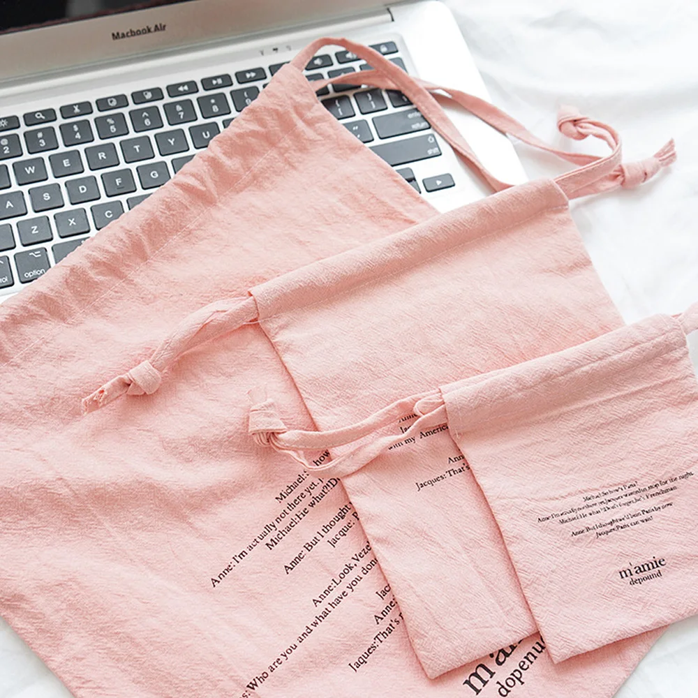 Eco Friendly Cotton Cheap Custom Linen Drawstring Bags No Minimum Buy