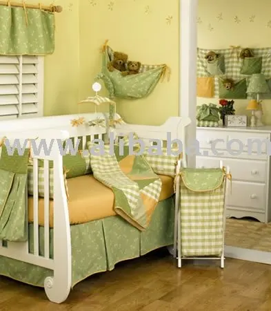 green baby bedding