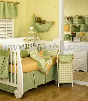 Bright Green Yellow Boutique Girl Baby Bedding Crib Sets