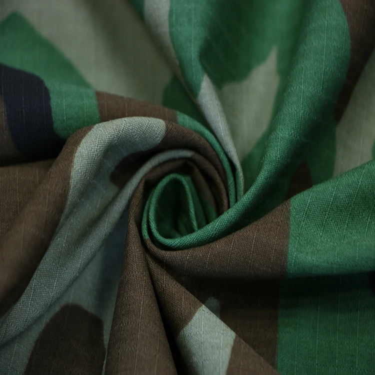 T/C Ripstop Fabric Uniform Military used Woodland camouflage fabric 