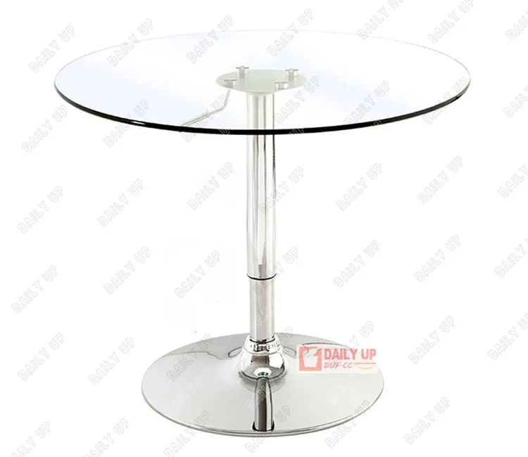 adjustable round glass table