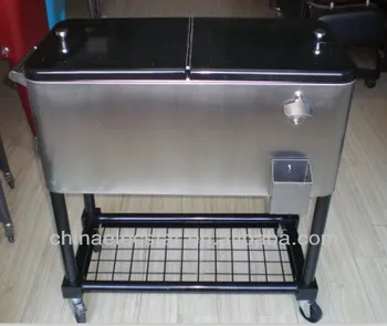 Stainless Steel Patio Ice Cooler Beverage Cart Suitable Stainless Steel Patio Ice Cooler