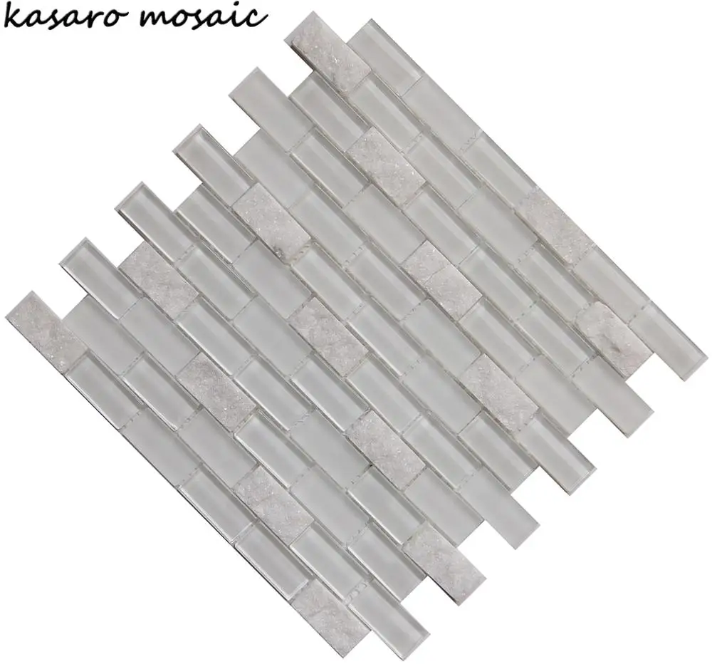 Rectangle Glass and Stone Floor Mosaic China Suppliers natural Stone Wall Cladding