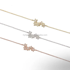 Chain manufacturer supply bling cz zircon star charm chain bracelet fashion cheap bracelet