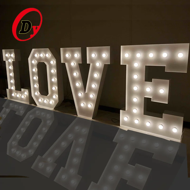 2018 newly design custom made led bulb light 3D marquee wedding decorate letter