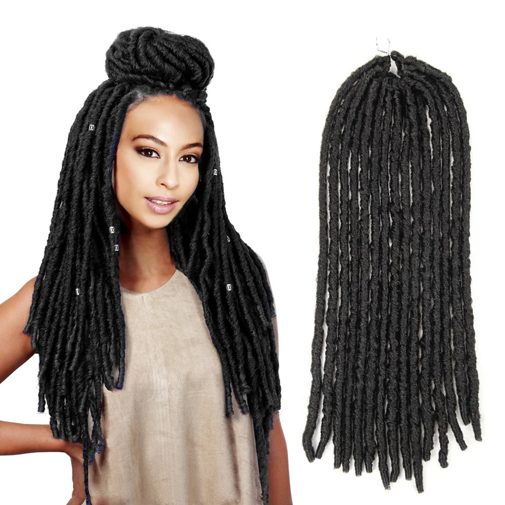 Faux Locs Soft Dreads Synthetic Ombre Marley Hair Braid Synthetic Braiding  Hair Crochet Braid Afro Kinky Curly Kinky Curl 18