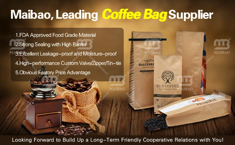 Kraft Paper Tin Tie Coffee Bag With Valve