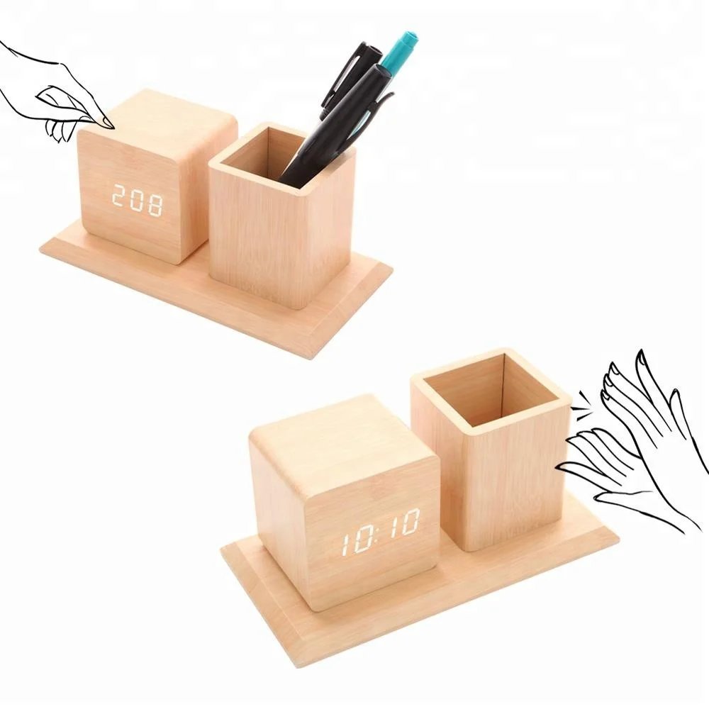 Personalized Pen Holder Table Alarm Clock With Date Buy Desk