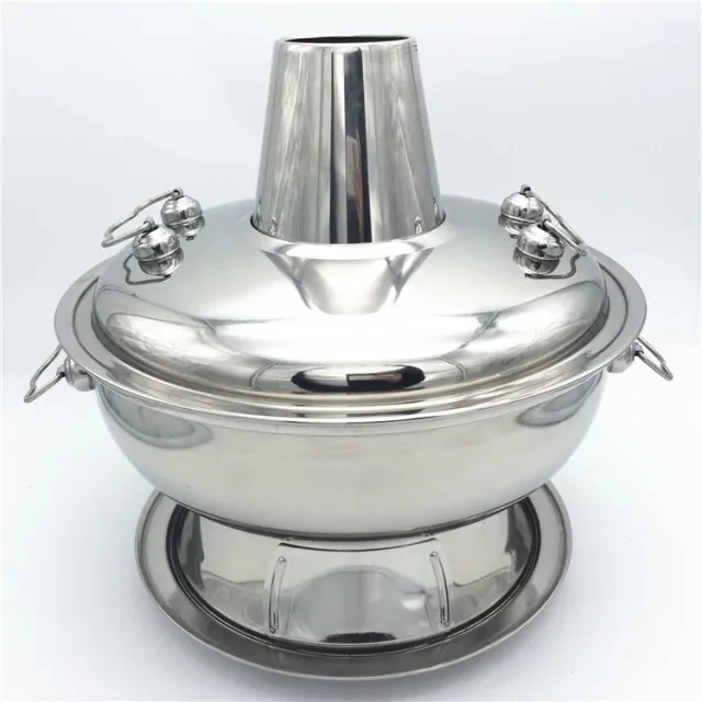 Antique Style 34cm Stainless Steel Charcoal Chimney Hot Pot With Stove