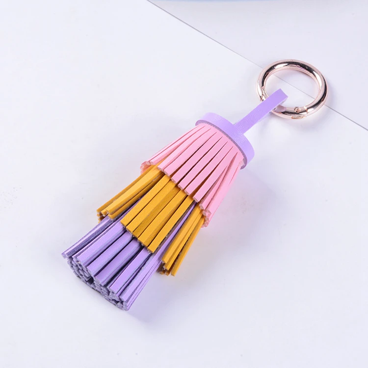 Yongze Cheap Colorful 3 layered promotional custom keyring PU Tassel Keychain4588765572_983239973.jpg