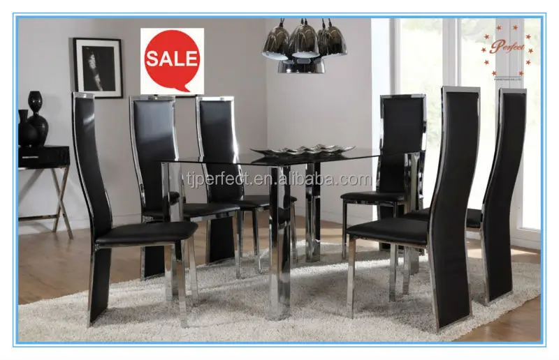 Barato star venta negro moderno rectángulo mesa de comedor de ... Mesa rectangular acero moderna