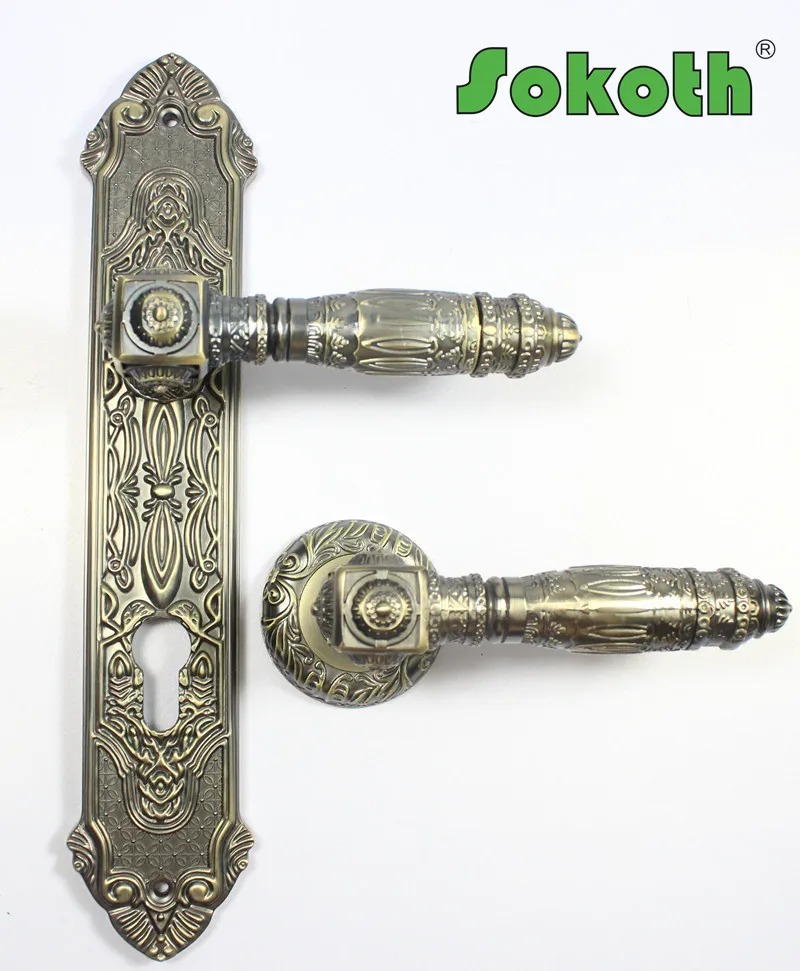 Hot Sale Antique Brass Finish Door Plate Handle Door Handle Lock