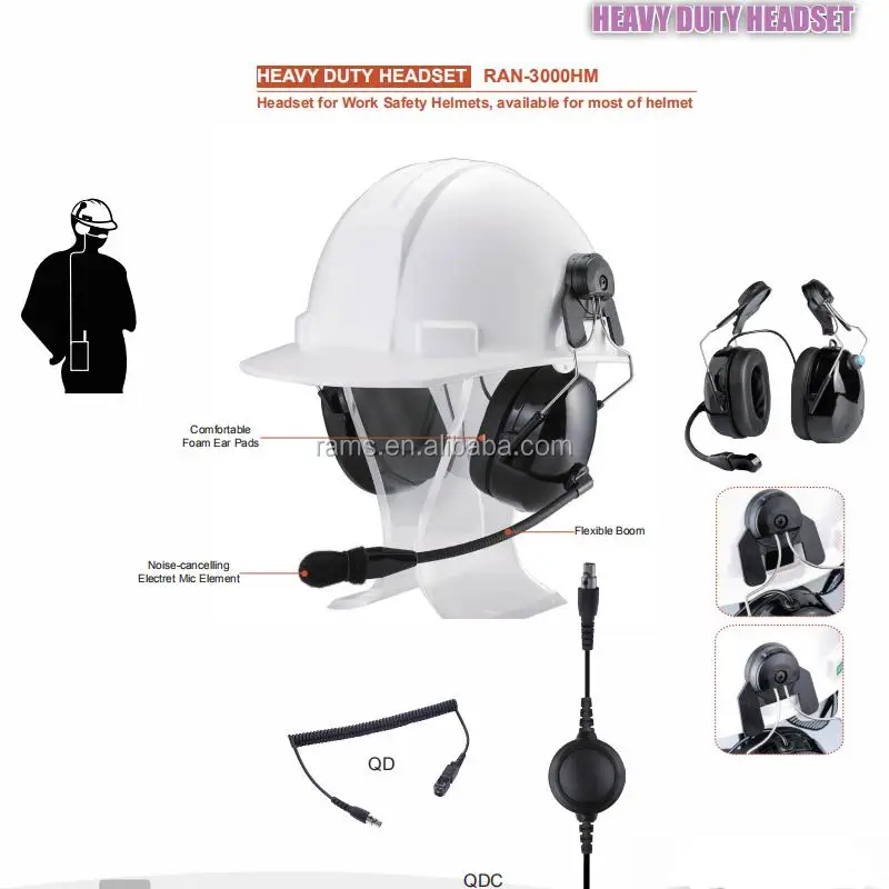Two Way Radio Safety Helmet Heavy Duty Headphone For Fire Departments