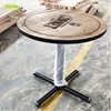 Coffee / restaurant round table dining / aged elm bar table wood with iron legs