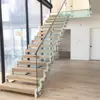 Zig zag stringer stairs design with wooden steps for sale