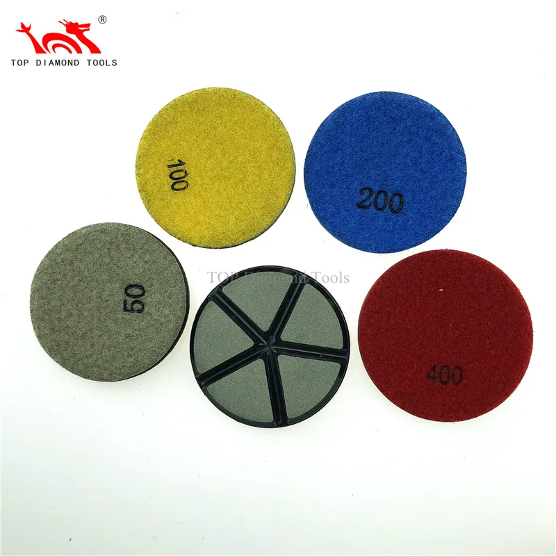 Diameter 3 inch Resin Bond Diamond Polishing Pads For Polishing Concrete Terrazzo Stone Floor With Good Gloss