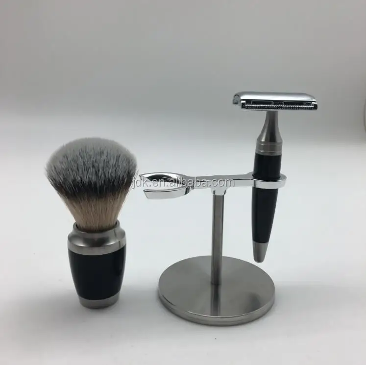Jdk Custom Logo Shaving Kits Black Acrylic Handle Synthetic Hair