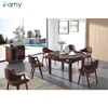 Functional fire stone dining table set round dining table chairs dining room