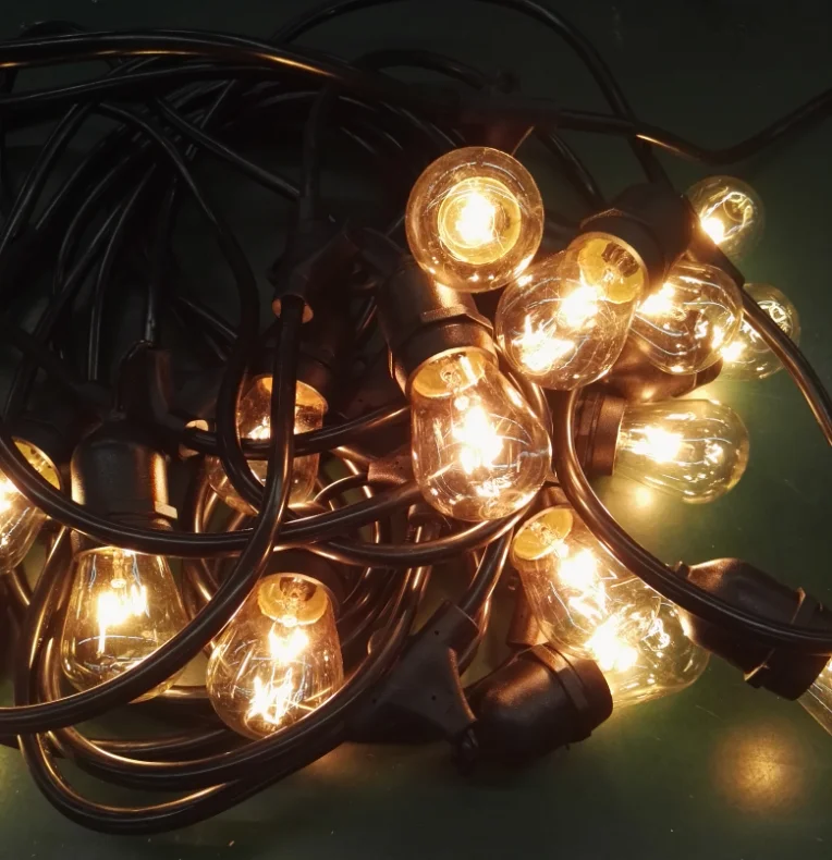 S14 Led String Lights Edison Decorative Outfit 48ft 15 Bulbs Light String Outdoor Christmas Tree ...