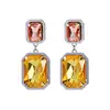 Double stone stud fancy cz diamond earrings Square Glass Crystal Drop Earring
