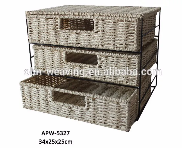 paper rope 3 drawer chest