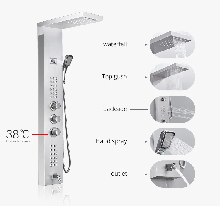 Fapully Shower Panel Parts Bathroom Shower Panel Stainless Steel