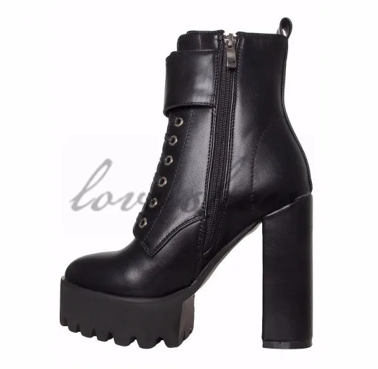 black cleated ankle boots