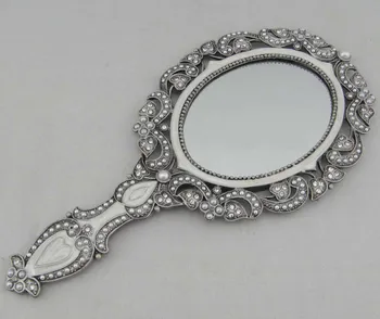 Metal Antique Oval Mirror Hand P04008b Craft Metal Antique Oval Mirror Hand