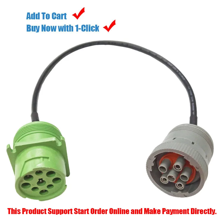 Heavy Truck J1939 Y 9 Pin Type I Passthru to 6 Wire Open Cable 2 meter length