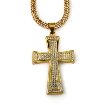 Mens 18k Gold Plated Cross Necklace Dubai Gold Jewellery Designs - Buy ...