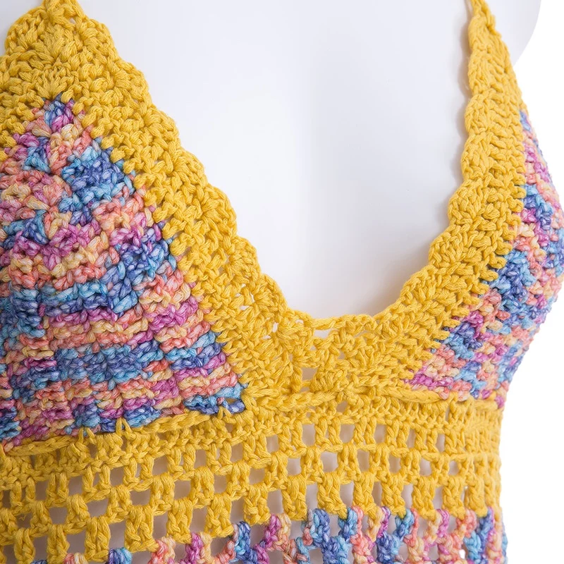 multi coloured crochet top