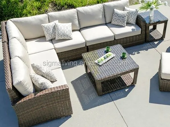 New arrival simple design pastoral style design corner rattan wicker sofas