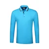 Plain 3 Button Placket Turn Down Collar Long Sleeve Polo Shirt With Embroidery Logo S-4XL