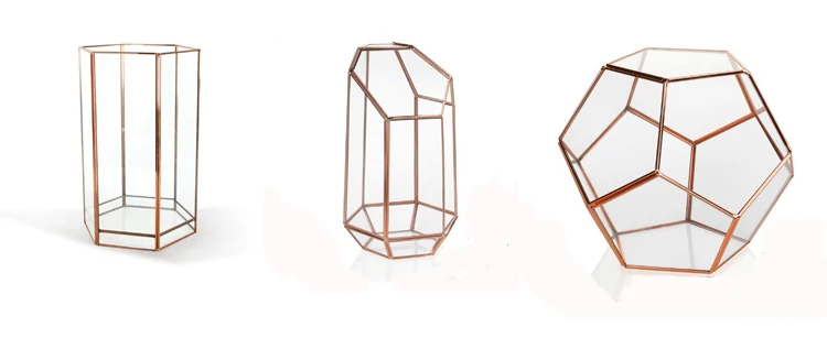 Rose gold glass terrarium