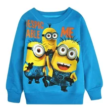 2014 New 1pcs baby boys girl Cartoon design round minion collar fleece children wear t-shirts Children’s clothes